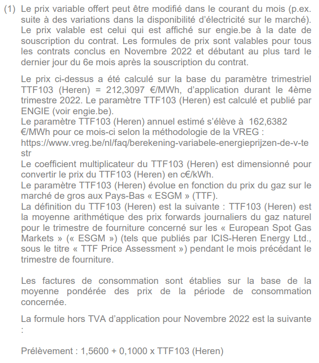 Contrat variable trimestriel ENGIE Easy - novembre 2022