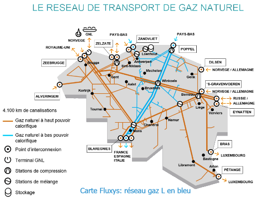 Réseau de transport de gaz naturel en Belgique - Fluxys